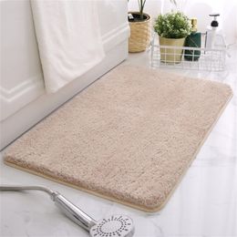 Thicken Bathroom Bath Mat Floor Carpets For Lavatory Washroom Bathtub Side Microfiber Solid Colour Toilet Rugs Large Size 220511