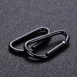 Hooks & Rails Black Aluminum Carabiner D-Ring Key Chain Clip Safety Buckle Keyring Snap Hook Outdoor Camping Travel Equipment Tools HK-152Ho