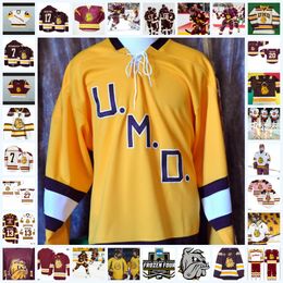 2022 NCAA Custom UMD Minnesota Duluth Bulldogs Stitched Hockey Jersey 20 OWEN GALLATIN 21 NOAH CATES (C ) 22 KYLER KLEVEN 23 WILL FRANCIS 24 LUKE MYLYMOK 25 CONNOR KELLEY