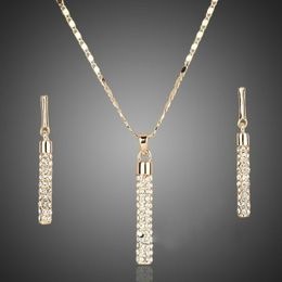 Fashion Creative Diamond-studded Cylindrical Rod Earrings Necklace Set Accessories Ladies New Temperament Diamond Jewellery