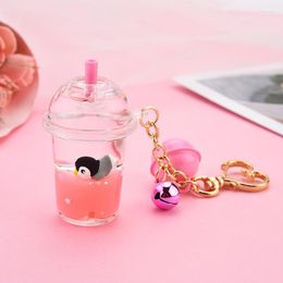 Keychains Acrylic Milk Bottle Keyring Tea Cup Keychain Marine Animal Liquid Floating Key Chains Charm Bag Pendant Car RingKeychains Forb22