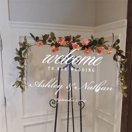 Vinyl Decal Stickers For Welcome Sign Personalised Custom names and date Wedding Signs DIY Chalkboard Mirror Decor LC952 220621