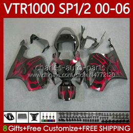 OEM Fairings For HONDA VTR RTV 1000 VTR1000 2000 2001 2002 2003 04 05 06 Body 123No.199 RC51 SP1 RTV1000 00-06 SP2 VTR-1000 00 01 02 03 2004 2005 2006 Bodywork Red flames