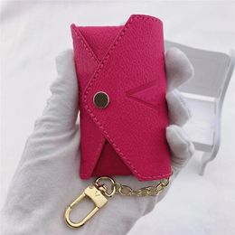 Unisex Womens Men Designer Keychain Fashion Leather Purse Keyrings Brand Old Flowers Mini Wallets Coin Credit Card Holder 8 Colours No Box