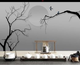 Wall covering custom wallpaper mural hand-painted abstract tree TV background wall decoration painting