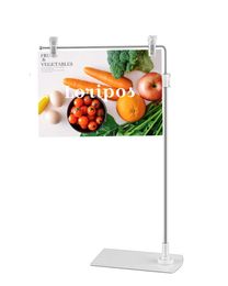 Poster Clip Stand height adjustable steel stainless pop clip poster Desk sign display stand for market shop promotion Banner Flag Hanging