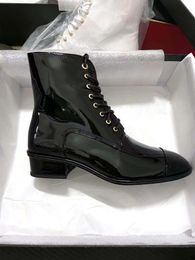 2022 New product launch cow patent leather lace up Martin boots good quality designer Ankle Boots