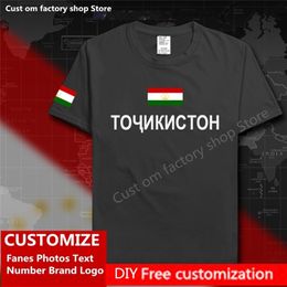 Tajikistan Country Flag T shirt DIY Custom Jersey Fans Name Number Brand Cotton T shirts Men Women Loose Sports T shirt 220616gx