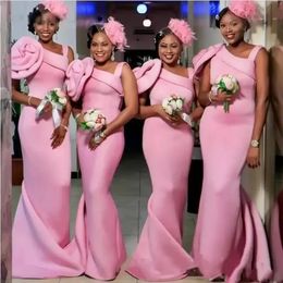 hand size chart Australia - 2022 African Pink BLack Girl Bridesmaid Dresses Hand Made Flowers Wedding Party Gowns plus size Formal Gown Maid Of Honor Dress C0606T12