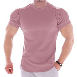 Casual Solid Short sleeve t shirt Men Gym Fitness Sports Cotton TShirt Male Bodybuilding Skinny Tee shirt Summer Tops Clothes 220523