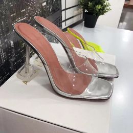 pvc summer sandals high heeled dress wedding slippers 22ss girls walking beach cutout slingback slides gladiator women runway casual sandal shoes