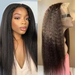 13x4 Lace Frontal Wigs Human Hair Remy Cambodian Kinky Straight Wig for Black Women Natural Hairline