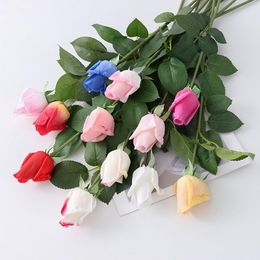 Decorative Flowers & Wreaths 5pcs Simulation Feel Moisturising Rose Buds Home Living Room Table Decoration Wedding Fake Artifical Party Deco