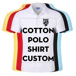 Custom Polo Shirt Printed With Your Design/ For Group Team School Men Cotton Casual Breathable shirt Tops Tees 220608