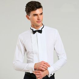 male uniform dress UK - Men's Dress Shirts White Oversized Shirt Slim Fit Men Long Sleeve Formal Tuxedo Waiter Uniform Male Plus Size Casual Dress-shirt Dway22