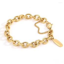 Link Chain Punk 14K Gold Stainless Steel Bracelet Handmade Fashion Jewelry With Tag For Women Men Wedding Birthday PartyLink Lars22