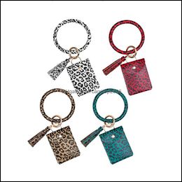 Key Rings Jewellery Pu Leather Bracelets Keychain Fashion Wristlet Wallet Tassel Bracelet Keychains Card Holder For Women L13 Dhzcn