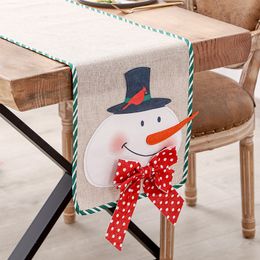 UPS love Christmas linen old man Snowman table flag home dining table insulation mat holiday decoration dining mat tablecloth layout