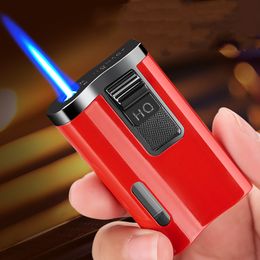 2022 New Windproof Jet Torch Lighter Turbo Metal Butane Lighter Refill Visible Gas Window Inflated Cigarette Cigar Lighters Smoking Gadgets For Man