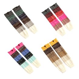 Socks & Hosiery Women Winter Knit Extra Long Rainbow Color Stitching Buttons Decor Boot Cuffs Crochet Warm Over Knee SocksSocks