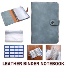 Colourful A6 Notebook Binder Kit PU Leather Diary Agenda Planner Budget With Zippered Envelopes Label Sheet School Stationery 220401