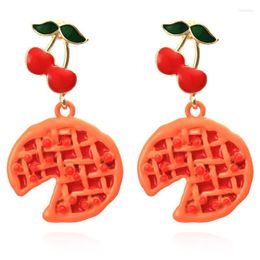 Dangle & Chandelier Cute Temperament Cartoon Pizza Baking Paint Earrings Exaggerated Creative Cherry EarringsDangle Farl22
