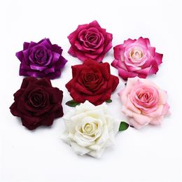 50PCS 10CM Big Roses Artificial Flower Home Decoration Christmas Wreaths Wedding Bridal Accessories Clearance Headwear Brooch 220408