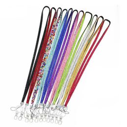 New Long Rhinestone Bling Crystal Custom Lanyard Straps ID Badge Cell Phone and Key Holder Mixed Colour