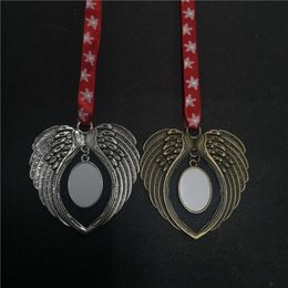 sublimation oval christmas ornament decorations angel wings shape blank hot transfer printing two-sided printing consumables factory price