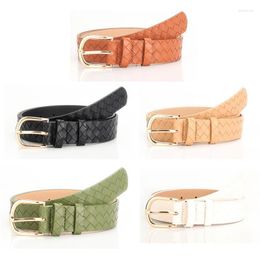 Belts Internet Celebrity Style Fashion Woven Pattern Pin Buckle Ladies Belt High Quality PU Leather Aloy Jeans Trousers BeBelts Fred22
