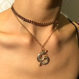 dragon chains UK - Chains FEEL Fashion Dragon Pendant Necklaces For Women Gold Color Chain Choker Necklace Mascot Ornaments Jewelry AccessoriesChains