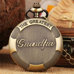 Antique Pocket Watch The Greatest Grandma Design Retro Quartz Analogue Watches Pendant Chains Birthday Present To Grandmother