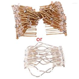 Hair Clips & Barrettes Women Handmade Pearl Beaded Jewelry Magic Side Combs Stetchable Double Clip Earl22