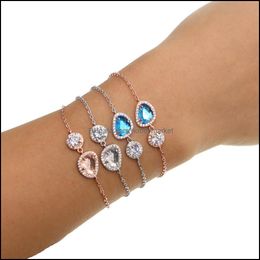 Fashion Elegant Jewellery 16+5Cm Extend Adjust Girl Gift Rose Gold Gemstone Bling Delicate Chain Stone Bracelet Drop Delivery 2021 Charm Brace