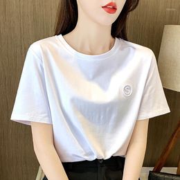 White Short-sleeved T-shirts Female 2022 Loose Round Collar Render Unlined Upper Garment In A Half Sleeve Black Coat Women's T-Shirt