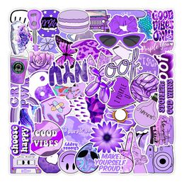 New Sexy 50pcs New Funny Purple Style Girl Cartoon Aesthetic Stickers Car Motorcycle Luggage Suitcase Guitar Phone Graffiti Sticker Toys