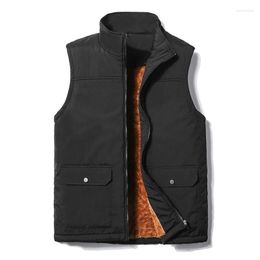 Men's Vests Winter Men Fleece Warm Vest With Many Pockets Autumn Male Casual Thick Multi Pocket Waistcoat Sleeveless Work Vend Kare22