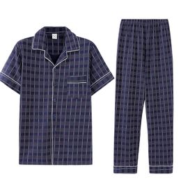 Male Pyjama Set Soft Nightgown For Men Pyjamas Sleep Lounge Big Size L-3XL Cotton Pyjamas Shorts For Men Summer Sleepwear T200813