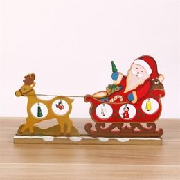 1PC Christmas Decoration For Home Wooden Santa Claus Deer Table Desk Decor Children Gift Christmas Ornaments Year Supplies 201027