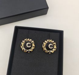 2022 Top quality Charm round shape design in 18k gold plated with black color for women wedding jewelry gift have box stamp PS4116A