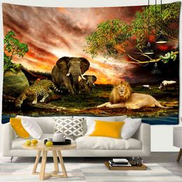 Tapestry Riverside Wildlife Carpet Wall Hanging Psychedelic Mystery Hippie Art