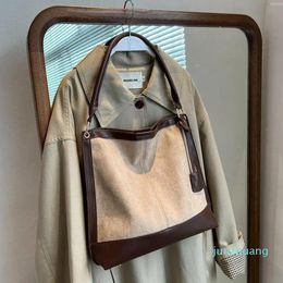 Evening Bags Cross Body Women's Bag 2023 Autumn And Winter Bucket Tote Frosted Shoulder Colour Contrast Handbag 997