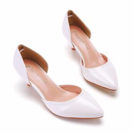 Summer Women 5CM High Heels White Stilettos Party Office Wedding Shoes Female Large Size Sandals