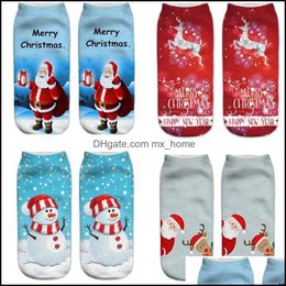 Christmas Decorations Festive Party Supplies Home Garden Ll Xmas Halloween Printed Socks For Santa Claus Reindeer Pump Dhj6G