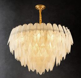 glass goose UK - LED White Glass Goose Feather Gold Silver Hanging Lamps Chandelier Lighting Lustre Suspension Luminaire Lampen For Foyer