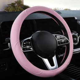 Steering Wheel Covers Motocovers Car Anti-Slip Leather Cover Universal Protective Fashion Style 38cm PinkSteering