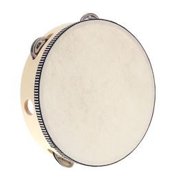 6 inches Tambourine Hand Held Tambourines Drum Bell Birch Metal Jingles Kids School Musical Toy KTV Party Percussion Toys