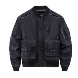 Mcikkny Men Fashion Military Techwear Black Bomber Jackets Multi Pockets Streetwear Harakuju Casual Outwear Coats For Male T220728