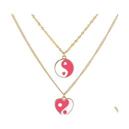 Pendant Necklaces Mtilayer Vintage Gossip Tai Chi Heart Necklace Simple Yin Yang For Women Girls Fashion Jewelry Drop Delivery Pendan Dh5Bb