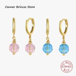 czech jewelry UK - Dangle & Chandelier 100% 925 Sterling Silver Drop Earrings For Women Wedding Jewelry Football Colored Czech Crystal Charms Earring BrincosDa